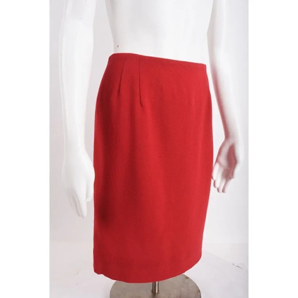 Jennifer Jane Womens Red Skirt Suit Set Blazer Jacket US 8